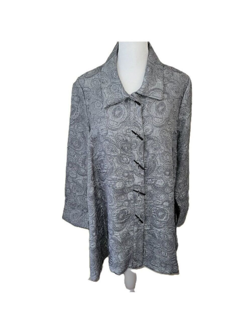Moonlight Y&S Textured Silver Gray Oversized 3/4 Sleeve Jacket Women's Size S